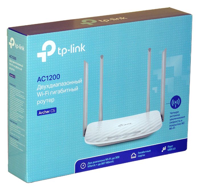 TP-LINK ARCHER C5 (300M@Wi-Fi 2.4G, 867M@Wi-Fi 5G, 4T4R, 4xLAN@1G, USB,   3G/4G)