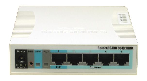 MikroTik RB951G-2HnD (Wi-Fi 300M@2.4G, 2T2R, 5xLAN@1G,  USB,   3G/4G,  1)